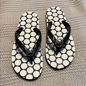 Michael Michael Kors Black and White Polka Dot Flip Flops